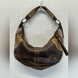Vintage COACH 10478 Soho Hobo Studs Cut Work Shoulder Bag Dark Brown Leather EUC